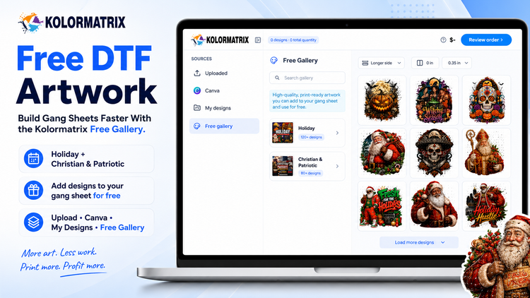 Free DTF Artwork: Build Gang Sheets Faster With the Kolormatrix Free Gallery