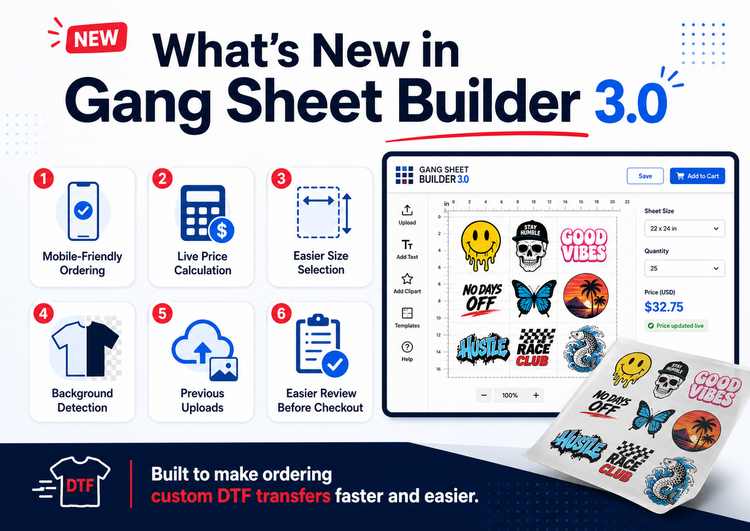 New Gang Sheet Builder 3.0 Is Here: A Faster, Easier Way to Order DTF Transfers