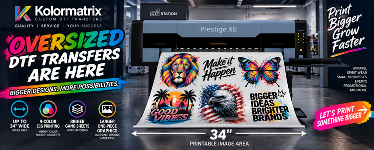 Introducing Our New Oversized DTF Printing Service: Up to 34" Wide Image Area