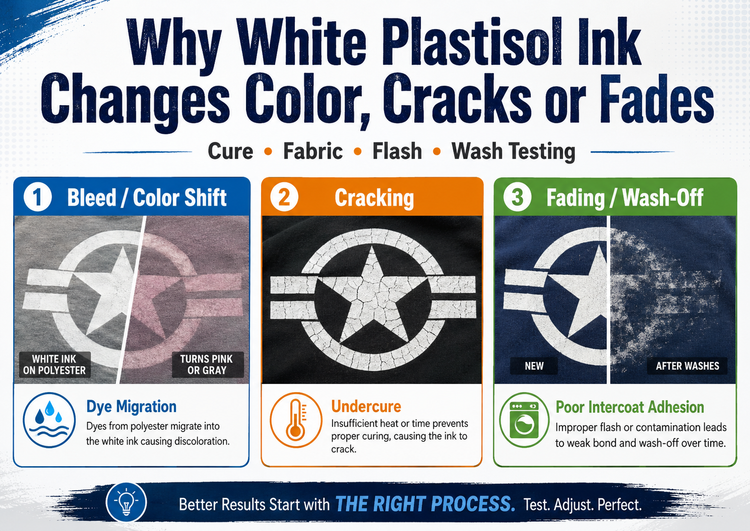 Why Your White Plastisol Ink Changes Color, Cracks, or Fades