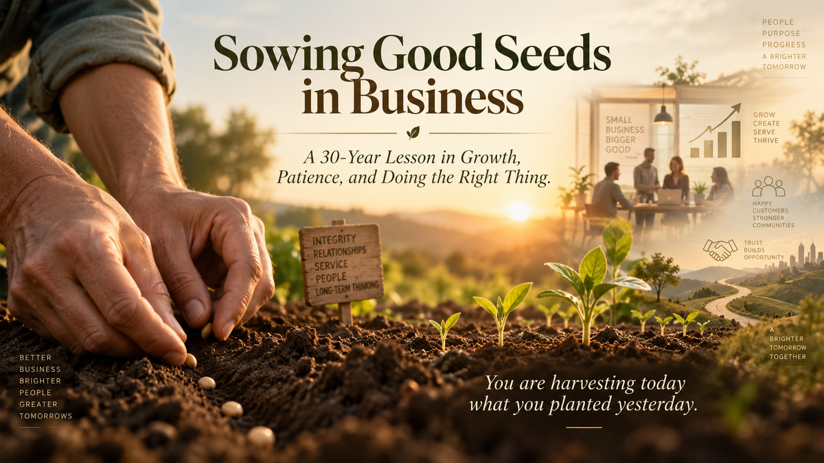 Sowing Good Seeds in Business: A 30-Year Lesson in Growth, Patience, and Doing the Right Thing