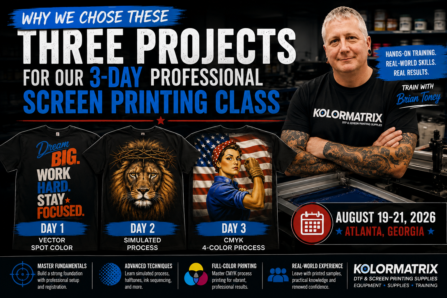 Why We Chose These Three Projects for Our 3-Day Professional Screen Printing Class