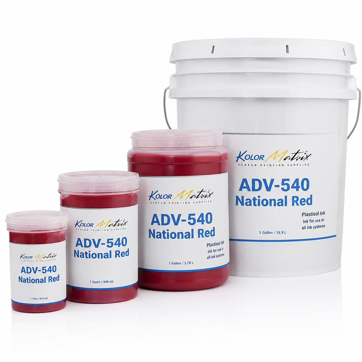 Kolor Matrix ADV-540 National Red ink containers on a white background