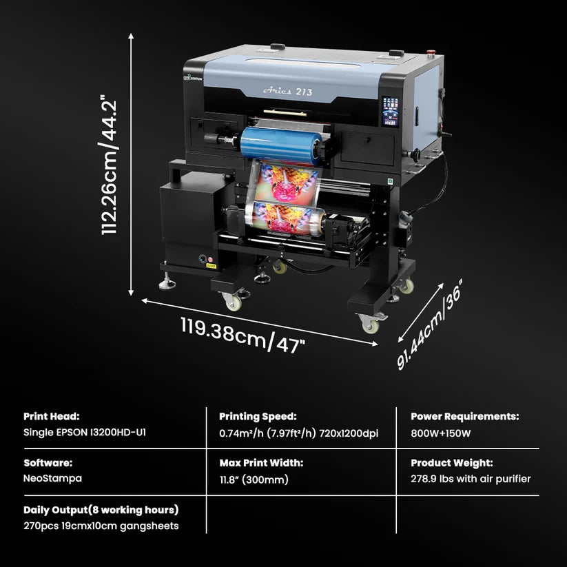 DTF Station Aries 213 UV DTF Printer 12.6" width.