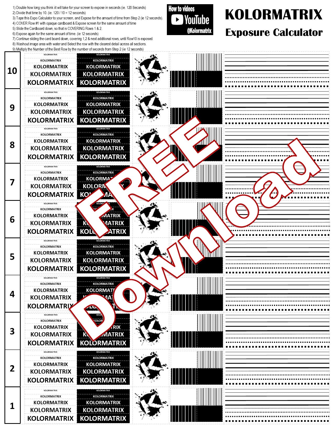 FREE Screen Print Exposure Calculator – kolormatrix
