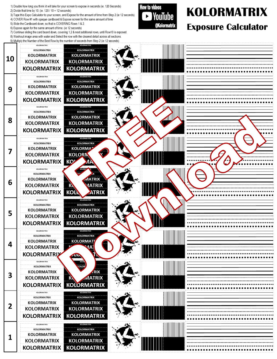 FREE Screen Printing Exposure Calculator