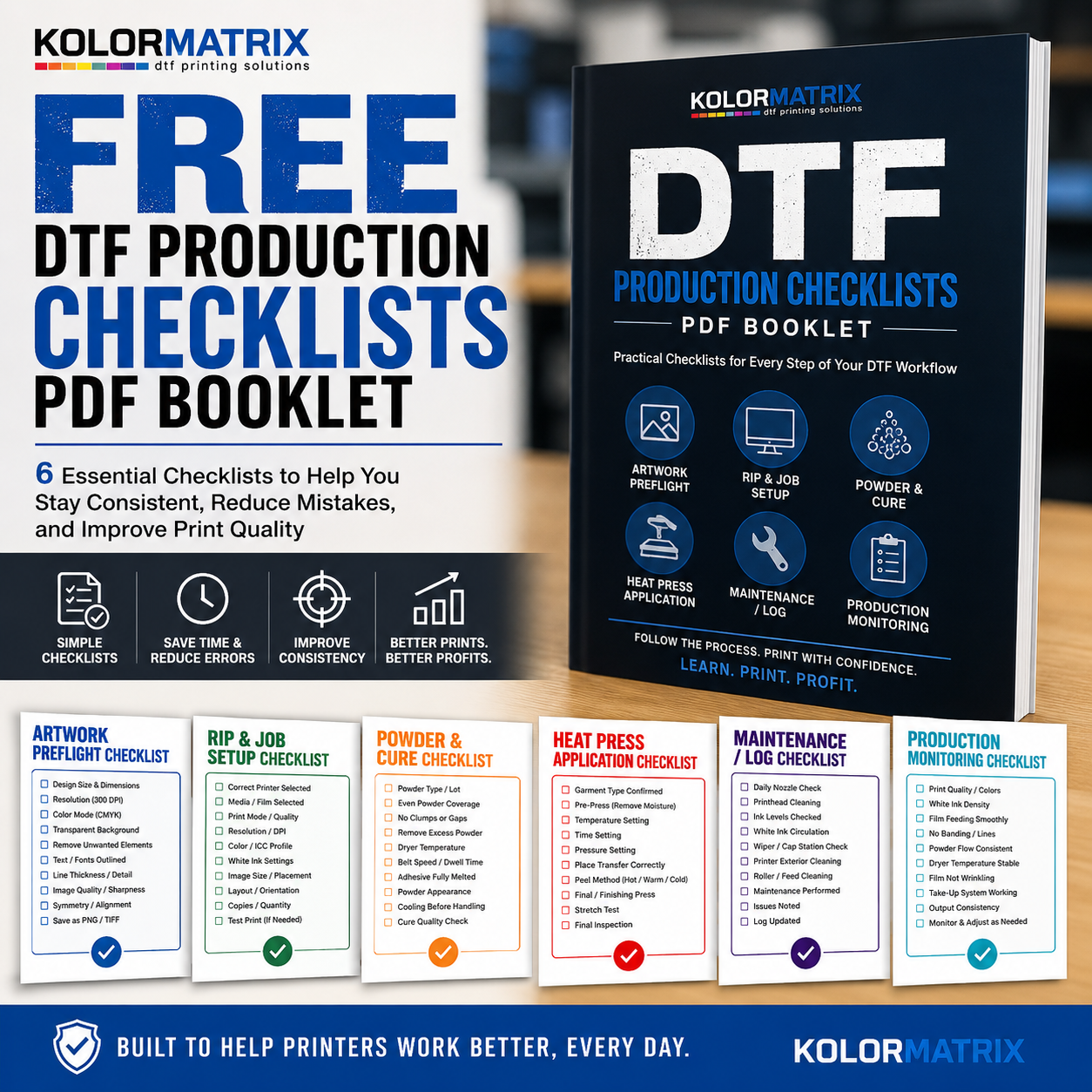 Free DTF Production Checklists PDF Booklet | kolormatrix