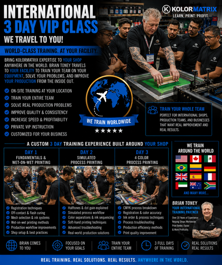 Promotional graphic for KolorMatrix's International 3 Day VIP Class training program.