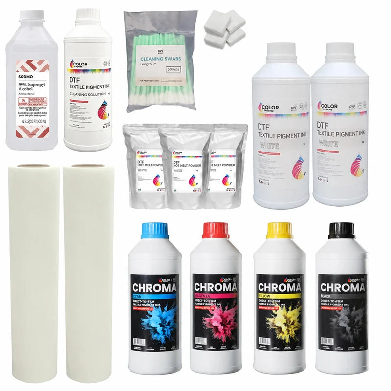 DTF Station Supply Bundle - 23.62" Quick Glide Roll and Chroma CMYK Ink.