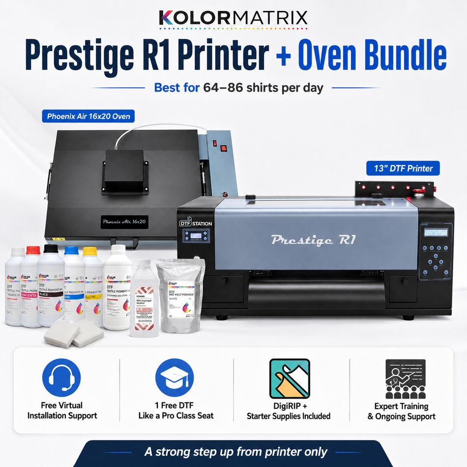 Prestige R1 DTF Printer + Phoenix Air 16x20 Oven Bundle