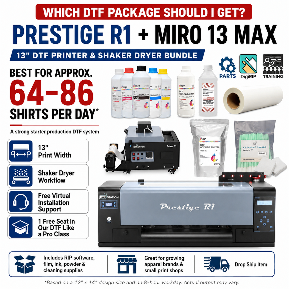 Prestige R1 DTF Printer & Miro 13 Max Shaker Dryer Bundle